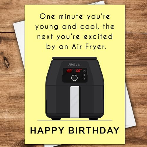 Funny birthday cards for men or women, Hilarious husband birthday card, A5 Size Air Fryer Themed With Complimentary Envelope