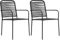 Homgoday Lot de 2 chaises de jardin en corde de coton et acier noir, chaises longues pour extérieur, jardin, terrasse, terrasse et cour, meubles d'extérieur pour la maison, la salle à manger