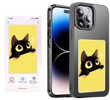 Ink Screen Coque de protection pour smartphone AI 4 couleurs avec écran d'encre,coque personnalisée pour iPhone 13 Pro Max,coque de protection personnalisable,matériau TPU (gris-pour iPhone 13 Pro Max