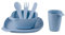 Go Practic Set di stoviglie da campeggio per 4 persone, ciotola, piatti, posate in polipropilene, senza BPA, blu