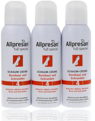 Allpresan Fuß spezial Nr. 4 Schaum-Creme - Hornhaut und Schrunden - Zur täglichen Pflege verhornter Fußhaut - 3x 125 ml