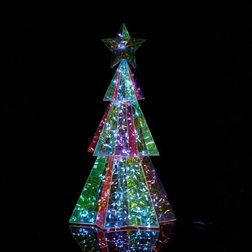 ID FOR YOU - Árbol de Navidad Luminoso LED Holograma de 37 cm – Árbol Moderno para Interior y Exterior – Decoración navideña innovadora – BSDC218-37 cm
