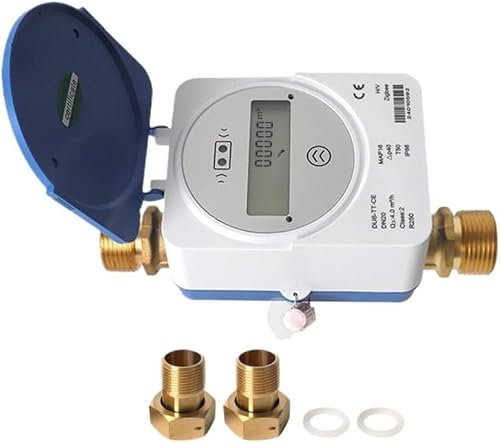 Tuya Zigbee Smart Kaltwasserzähler IP68, Wasserdurchflussmesser mit Zubehör für Garten & Haus (20mm)