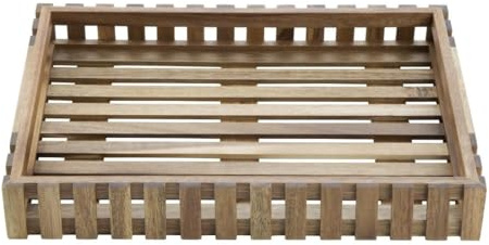 Olympia Acacia Wood Rectangular Storage Box, 356x255x50mm | Organises cutlery, condiment sachets or tea bags neatly to streamline counter service in busy commercial venues.