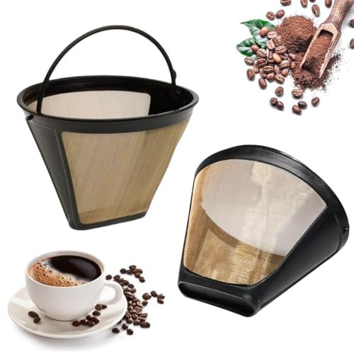 XPEX 2 Piezas Filtro de Máquina de Café Filtro Reutilizable para Café, Filtros de Café, Filtros de Red de Café Filtro Permanente Universal Red Fina Reutilizable de Acero Inoxidable con Mango