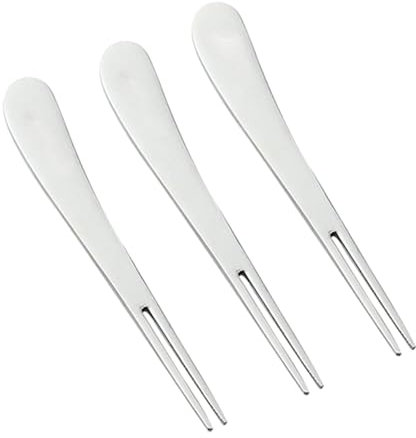 CRILSTYLEO Mini Palillos Sencillos De Acero Inoxidable 3 Tenedores De Fruta Perfectos Para Fiestas y Hoteles