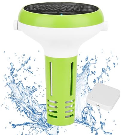 Analizador Inteligente pH y Salinidad Agua Piscina Wi-Fi UIUZMAR, Medidor de pH y Sal Flotante con Carga Solar, Comprobador 5 en 1 de pH, Salinidad y EC TDS Termómetro para Agua de Piscina y Jacuzzi