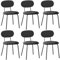 ANVOFONG Esszimmerstühle 6er Set,Teddy Stoff Küchenstuhl,Stacking Lounge Stühle,Geeignet für Esszimmer,Küche,Schlafzimmer,Empfangsraum-Schwarzer