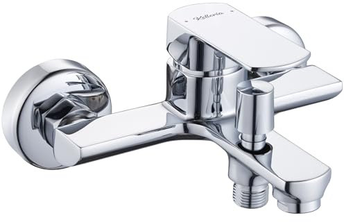 kelleria Rubinetto per vasca da bagno, rubinetto da parete, miscelatore per vasca da bagno, montaggio a parete, miscelatore monocomando per vasca da bagno, in ottone, cromato, beccuccio G1/2