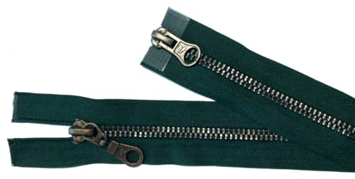 Reißverschluß Metall teilbar 2-Wege 75 cm dunkel gruen