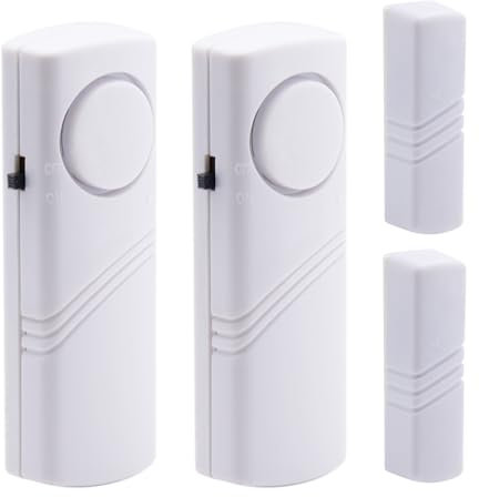 Door/Window Alarms, Wireless Security Sensor Vibration Entry Warning Detector, Magnetic Burglar Alarm Bell for Home School Office Shed Garage Store Hotel (2Pack White, 95 dB)