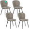 WAFTING Esszimmerstühle 4er Set, Plüsch Chenille Farbric schalenförmiger Esszimmerstuhl, und Metallbeine, Moderner Komfort für Heim & Büro, Graubraun