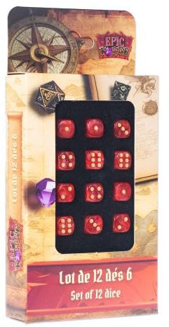 Epic Forge Set di 12 dadi D6-12 mm, colore: Rosso