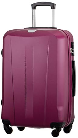 PUCCINI Koffer Paris Hartschalenkoffer Trolley Leicht Reisekoffer mit 4 Rollen S-M-L-XL (Weinrot, L)