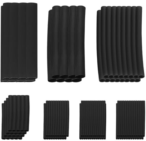 iLamvie 127 Piezas Termoretractil Para Cables,7 Tamaños,Fundas Termorretráctiles De Aislamiento Eléctrico, Tubos Termorretráctiles,Tubos Retráctiles Para Fijar Y Proteger Componentes(Negro)