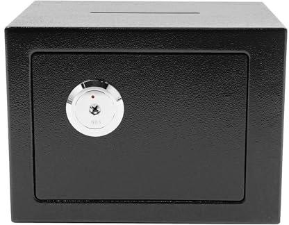 Schlüsseltresor, Geldkassette Abschließbar mit Einwurfschlitz, 4.6L Tresor für Zuhause, Sparschwein, Safe Tresor klein mit Schlüssel Mechanische Möbeltresor für Zuhause mit Schlüssel (Schwarz)