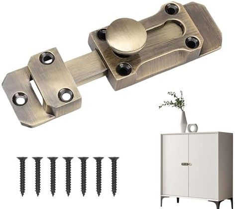 1Pcs Barrel Slide Door Bolt 3inch Zinc Alloy French Door Security Lock with Screws Anti Corrosion Secure Brass Door Bolt for Internal External Doors Gates Sheds Garages Cupboards Hotels (Brass)