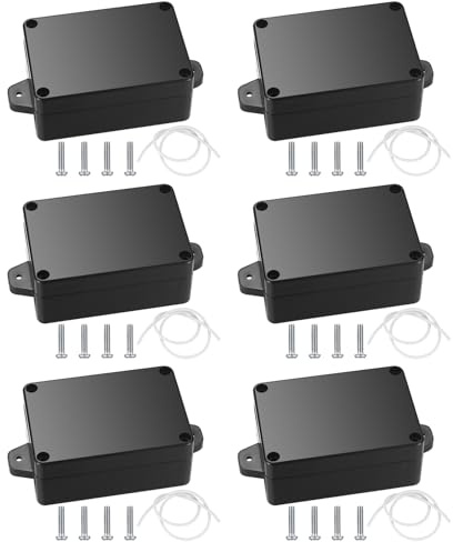 6 Stück Abzweigdose Wasserdicht IP65, Verteilerdose Außen, Schwarz Electronic Projekt Box Elektrozubehör Gehäuse Kunststoff - 84×58×34mm
