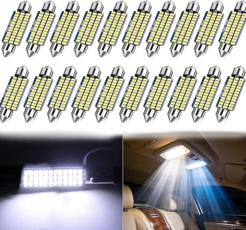 Auto LED Innenbeleuchtung, 20 Stück Led Innenraumbeleuchtung Auto, Led Soffitte 12v 41mm, Beleuchtung Innenraum mit 36 Lampenperlen, für Lichtkuppeln Kofferraumbeleuchtung Kennzeichenbeleuchtung