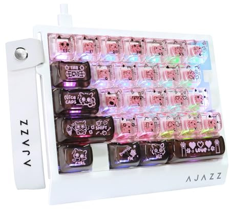 AJAZZ AK029 Wired 29-Tasten Einhand RGB Gaming Tastatur - Schwarz Rosa | 8KHz Polling-Rate, 0,01mm RT Magnetischer Schalter Hot-Swap, Aluminiumlegierung Montageplatte, 5-Lagen Geräuschreduzierung