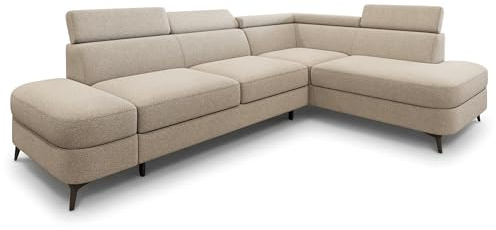 Masseno Ecksofa AVISE Q R-S mit Schlaffunktion L-Form, Klassisch Sofa mit Bettkasten, Wohnzimmersofa, Couch, Soffa, Bettsofa, Couchgarnitur - Beige, Quelle 05