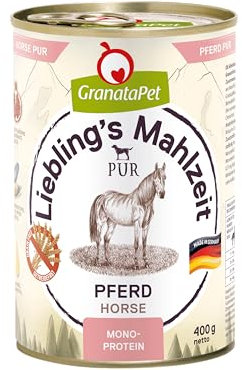 GranataPet Liebling's Mahlzeit Pferd PUR, Nassfutter für Hunde, Hundefutter ohne Getreide & Zuckerzusätze, Alleinfuttermittel mit hohem Fleischanteil & hochwertigen Ölen, 6 x 400 g