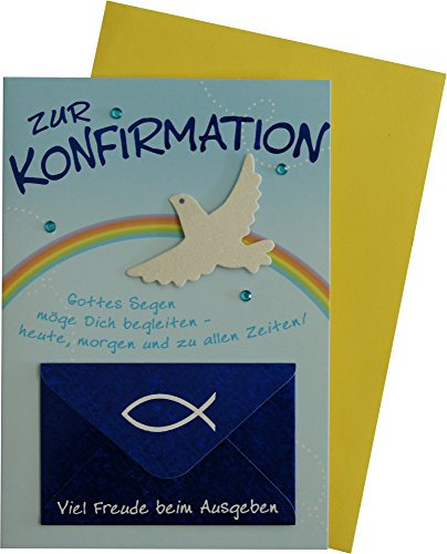 Perleberg Tarjeta de confirmación para niñas y niños – Lifestyle Collection – Tarjeta de confirmación con diseño de palomas – Tarjeta de confirmación con sobre a juego de 11,6 x 16,6 cm