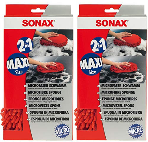 2X SONAX MICROFASER Schwamm MIKROFASER MICROFASERSCHWAMM 2 IN 1 Maxi WASCHEN