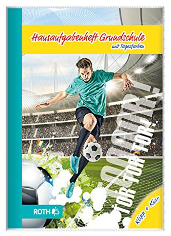 ROTH Grundschul-Aufgabenheft Klipp&Klar Hausaufgabenheft mit Tagesfarben, A5, 1 Woche 2 Seiten, Fußballstar