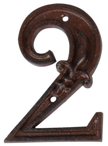 Esschert Design Gusseiserne Hausnummer 2, rostbraun, 7.9 x 1.3 x 11.2, DB62-2
