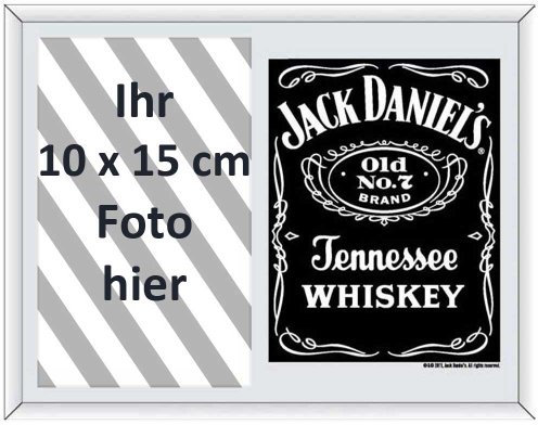 empireposter Jack Daniels Horizontal Black - Bedruckter Spiegel als Fotorahmen - Größe 22,8x17,8