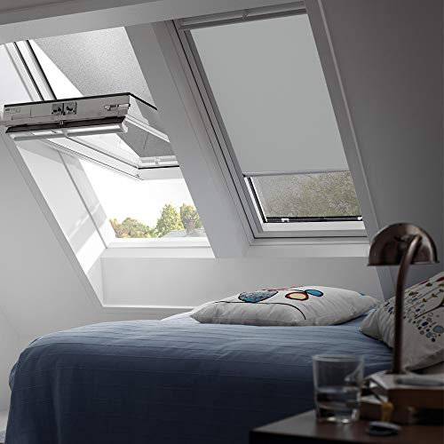 Original Velux Verdunkelungsrollo Rollo für GGL, GHL, GTL, GPL, GGU, GHU, GTU, GPU / FK08 / Stofffarbe Standard 0705 / Uni Grau, Schienenfarbe silber // DKL FK08 0705S