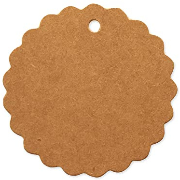 LWR CRAFTS 100 Anhänger Wellenrand Rund mit Juteschnur 30 m (5 cm Kraftpapier)