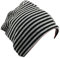 Miobo Kinder Slouch Beanie Mütze,Baumwolle,Streifen (DE/NL/SE/PL, Numerisch, 43, 47, Schwarz/Grau)