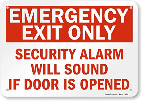 SmartSignEmergency Exit Only - Security Alarm Will Sound If Door is Opened Sign | 7 x 10 Plastic