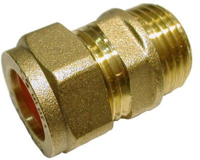 15mm Copper Compression to 1/2 Male Iron Thread Brass Straight Coupler Adaptor