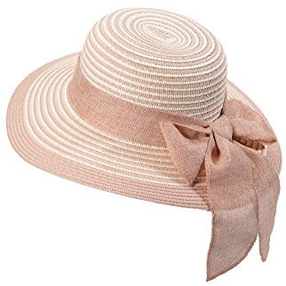 Miuno® Damen weich Sonnenhut Partyhut Stroh Hut Schleife H51065 (rosa)