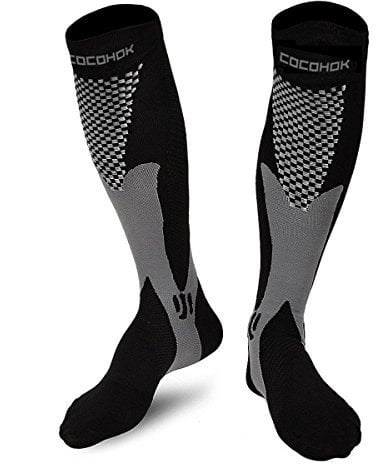 COCOHOK compressiekousen voor dames en heren, ter verhoging van prestaties, uithoudingsvermogen, doorbloeding en herstel, geschikt voor sport, voetbal, hardlopen en vliegen,Schwarz,35-38