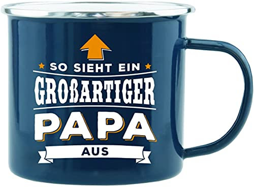 History & Heraldry Echter Kerl - Emaille Becher Großartiger Papa - individuelle und personalisierte Tasse mit Name und Spruch