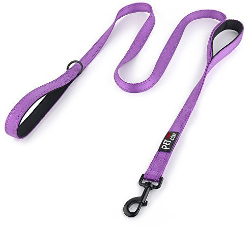 Pioneer Petcore Dog Lead 6ft Long,Traffic Padded Two Handle,Heavy Duty,Reflective Double Handles Lead for Control Safety Training,Leads for Large Dogs or Medium Dogs,Dual Handles Leashes(Purple)