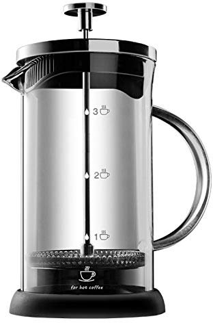 ALIXIN-10022 French Press Coffee Maker,Micro Mesh Plunger Presser Filter for Ground Espresso or Tea,Clear Strong Borosilicate Glass Tea & Coffee Brewer with Bonus.【600ML】