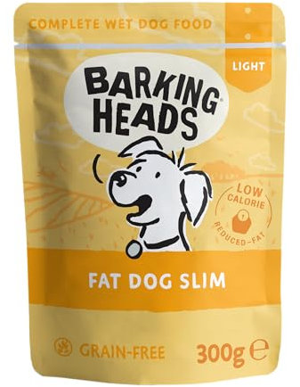 Barking Heads Low-Calorie Wet Dog Food - Fat Dog Slim (10x300g) - 85% Natural Free-Run Chicken with No Artificial Flavours - Grain-Free Recipe with Reduced Fat