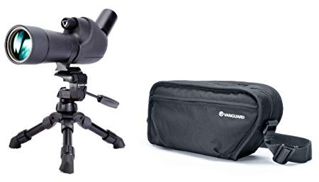 VANGUARD Unisex-Erwachsene Vesta 560A Spektiv-Set, abgewinkelt, 15–45 x 60, mit weicher Tasche und Tischstativ, schwarz