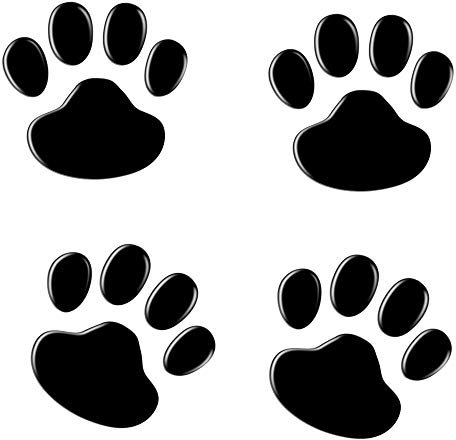 NewL 4PCS Schwarz 3D Chrom Hundepfote Footprint Aufkleber Aufkleber Auto Auto Emblem Aufkleber Dekoration (Schwarz)