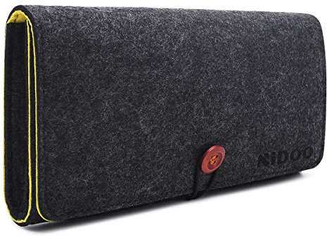 NIDOO Filz Tragetasche für Nintendo Switch, 5 Spielkarten, Joy Con Griff, Travel Tasche Case Hülle Kompatibel mit andere 5 Zoll PSP, Handheld-Spielekonsole, PlayStation Portable, Dunkelgrau