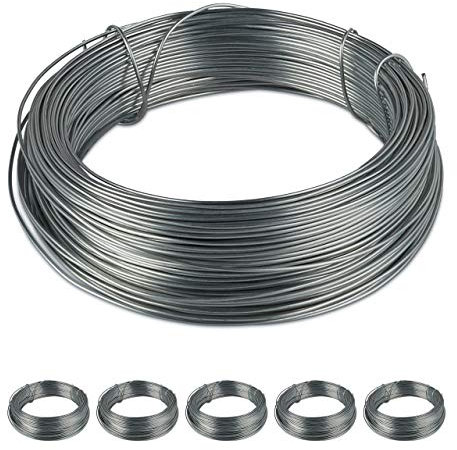 Relaxdays 24 x Bindedraht, rostfrei für Garten, verzinker Stahl, dünner Basteldraht, Stahldraht je 50 m lang, D: 1 mm, Silber