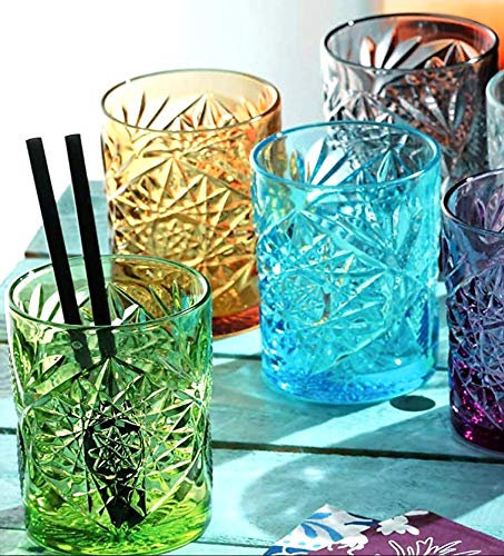 Pagano Home 6 Bicchieri per Acqua/wisky Colori Assortiti Multicolore in Vetro capacità 300 ml New Gear (Rosso Trasparente Lilla Verde Arancio Celeste)