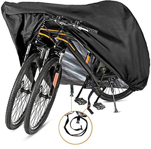 Szblnsm Bike Cover Waterproof Outdoor Bicycle Cover for 2 or 3, 420D Heavy Duty Ripstop Material, Waterproof, Anti-UV-Offers Constant Protection for All Types of Bicycles All Through The 4 Seasons