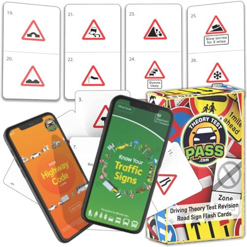 Theory Test Pass Cartes de signalisation routière 2025 Royaume-Uni – Pratiques et faciles à utiliser – Cartes flash double face pour test de théorie de la conduite 2025 avec panneaux et explications –