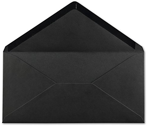 100 DIN Lang Briefumschläge Schwarz 22 x 11 cm -120 g/m² Nassklebung Post-Umschläge ohne Fenster ideal für Weihnachten Grußkarten Einladungen von Ihrem Glüxx-Agent